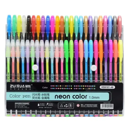 NEON GEL PEN 48PC (HG-6107-48 ) 